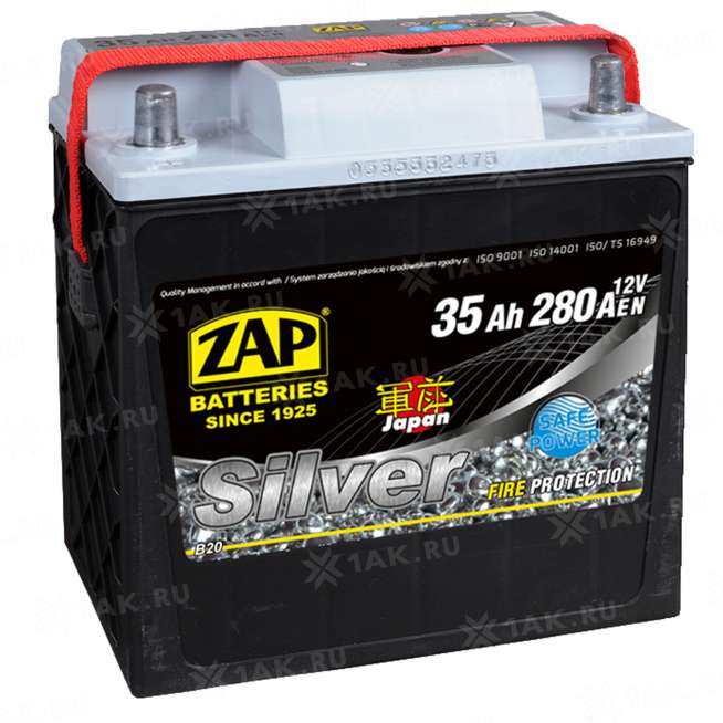 Аккумулятор ZAP SILVER (35 Ah, 12 V) Прямая, L+ В19 арт.ZAP-535 72 0