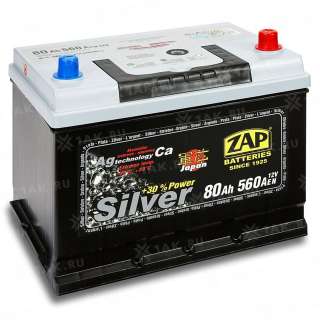 Аккумулятор ZAP SILVER (80 Ah, 12 V) Обратная, R+ D26 арт.ZAP-580 70