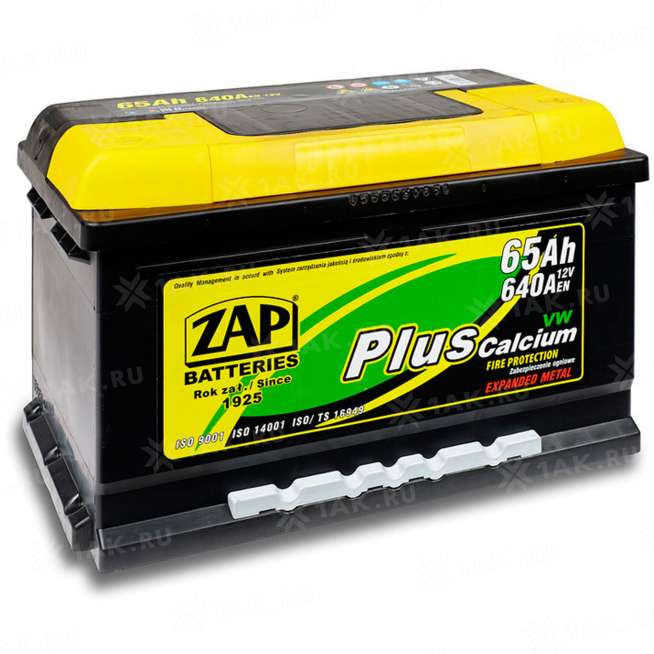 Аккумулятор ZAP PLUS (65 Ah, 12 V) Обратная, R+ LB3 арт.ZAP-565 30 0