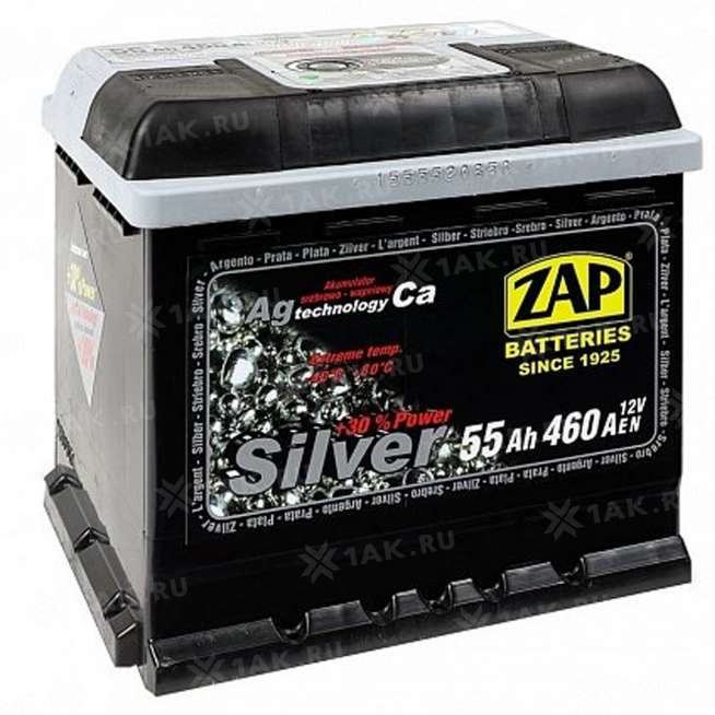 Аккумулятор ZAP SILVER (55 Ah, 12 V) Обратная, R+ L1 арт.ZAP-555 25 0