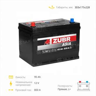 Аккумулятор ZUBR Ultra Asia (95 Ah, 12 V) Прямая, L+ D31 арт.ZSA951 4