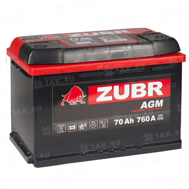 Аккумулятор ZUBR AGM (70 Ah, 12 V) Обратная, R+ L3 арт.AGM.L3.70.076.AT 0