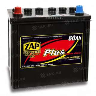 Аккумулятор ZAP PLUS (60 Ah, 12 V) Прямая, L+ D26 арт.560 69