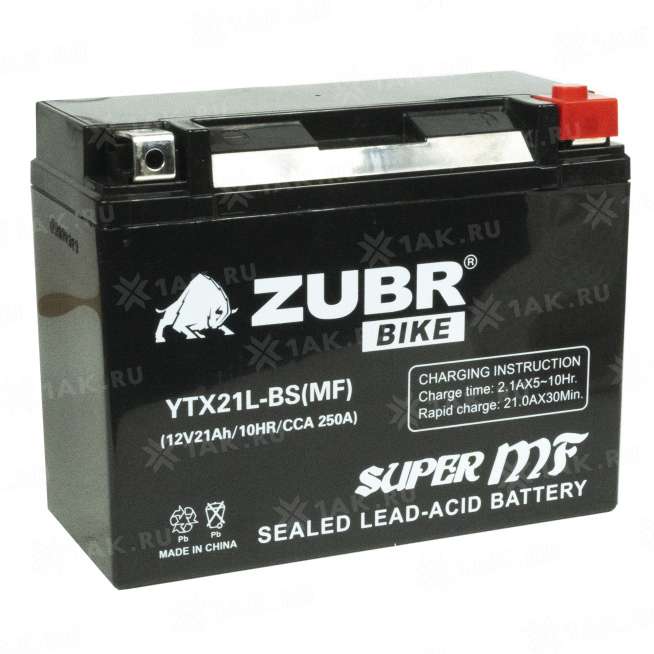 Аккумулятор ZUBR (21 Ah, 12 V) Обратная, R+ YTX21L-BS арт.YTX21L-BS (MF) 0