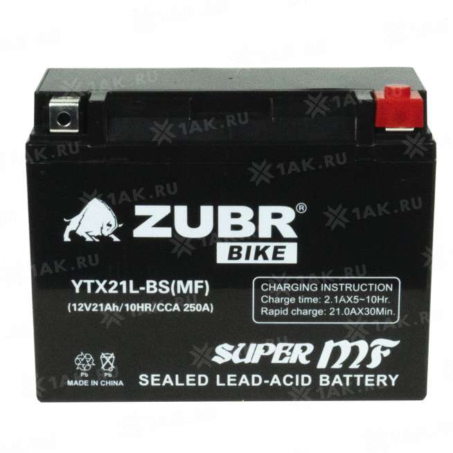 Аккумулятор ZUBR (21 Ah, 12 V) Обратная, R+ YTX21L-BS арт.YTX21L-BS (MF) 3