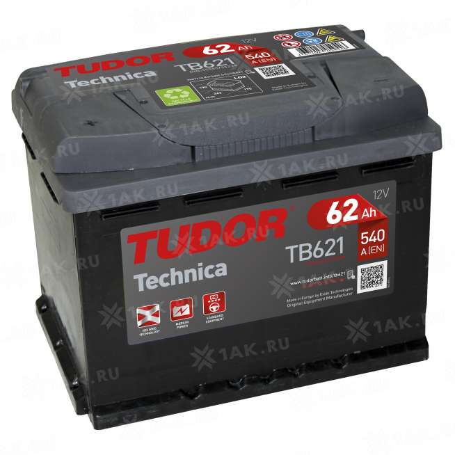 Аккумулятор TUDOR Technika (62 Ah, 12 V) Обратная, R+ L2 арт.TB620 0