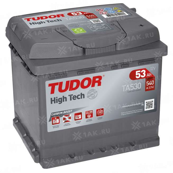 Аккумулятор TUDOR High Tech (53 Ah, 12 V) Обратная, R+ L1 арт. 0