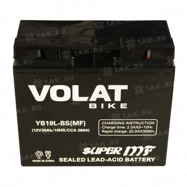 Аккумулятор VOLAT (20 Ah, 12 V) Обратная, R+ YB19L-BS арт.YB19L-BS(MF)Volat 3