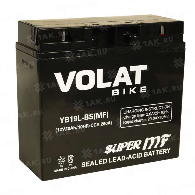 Аккумулятор VOLAT (20 Ah, 12 V) Обратная, R+ YB19L-BS арт.YB19L-BS(MF)Volat 5