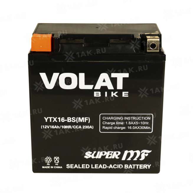 Аккумулятор VOLAT (16 Ah, 12 V) Прямая, L+ YTX16-BS арт.YTX16-BS(MF)Volat 1