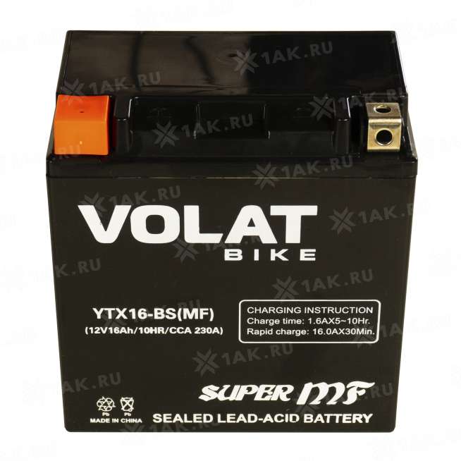 Аккумулятор VOLAT (16 Ah, 12 V) Прямая, L+ YTX16-BS арт.YTX16-BS(MF)Volat 2