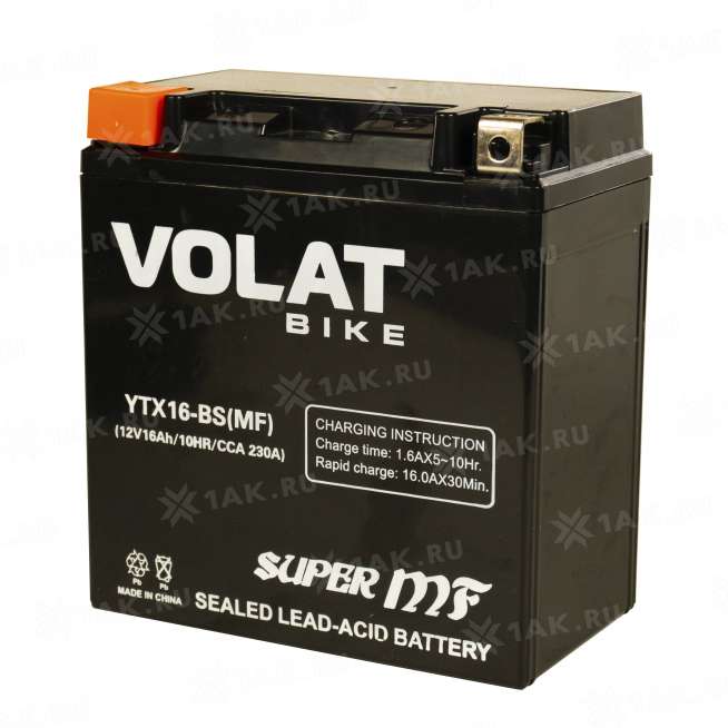 Аккумулятор VOLAT (16 Ah, 12 V) Прямая, L+ YTX16-BS арт.YTX16-BS(MF)Volat 4