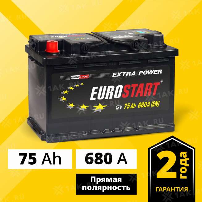 Аккумулятор EUROSTART Extra Power (75 Ah, 12 V) Прямая, L+ L3 арт.EU751 0