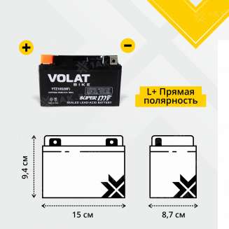 Аккумулятор VOLAT (10 Ah, 12 V) Прямая, L+ YTZ12S арт.YTZ10S(MF)Volat 2