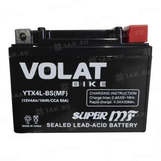 Аккумулятор VOLAT (4 Ah, 12 V) Обратная, R+ YTX4L-BS арт.YTX4L-BS(MF)Volat 6