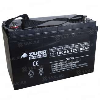 Аккумулятор ZUBR MARINE AGM (100 Ah,12 V) AGM 330x171x214/220 мм 30.5 кг 2