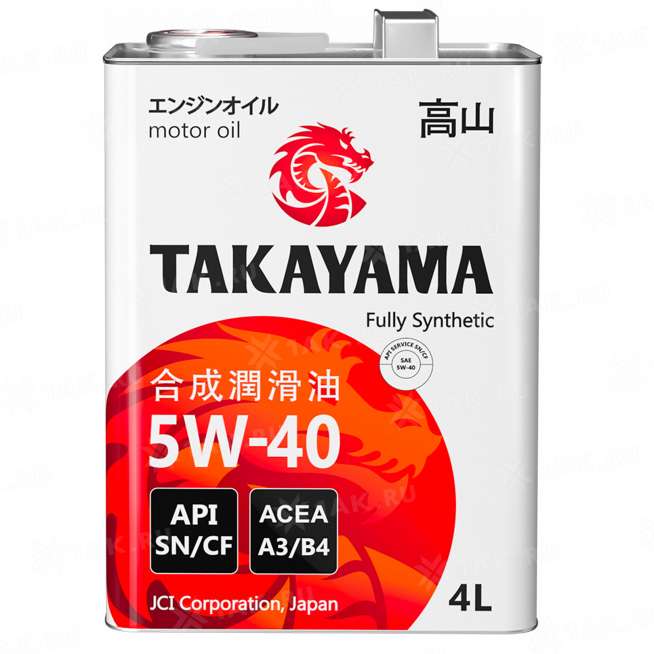 Масло моторное синтетическое TAKAYAMA SAE 5W-40 API SN/CF, 4л 0