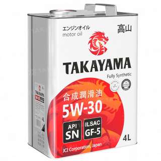 Масло моторное синтетическое TAKAYAMA SAE 5W-30 ILSAC GF-5, API SN, 4 л.