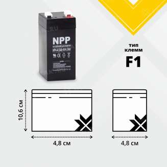 Аккумулятор NPP (4.5 Ah,4 V) AGM 48x48x101/106 мм 0.52 кг 2