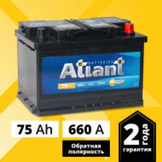 Аккумулятор ATLANT Blue (75 Ah, 12 V) Обратная, R+ L3 арт.AT750