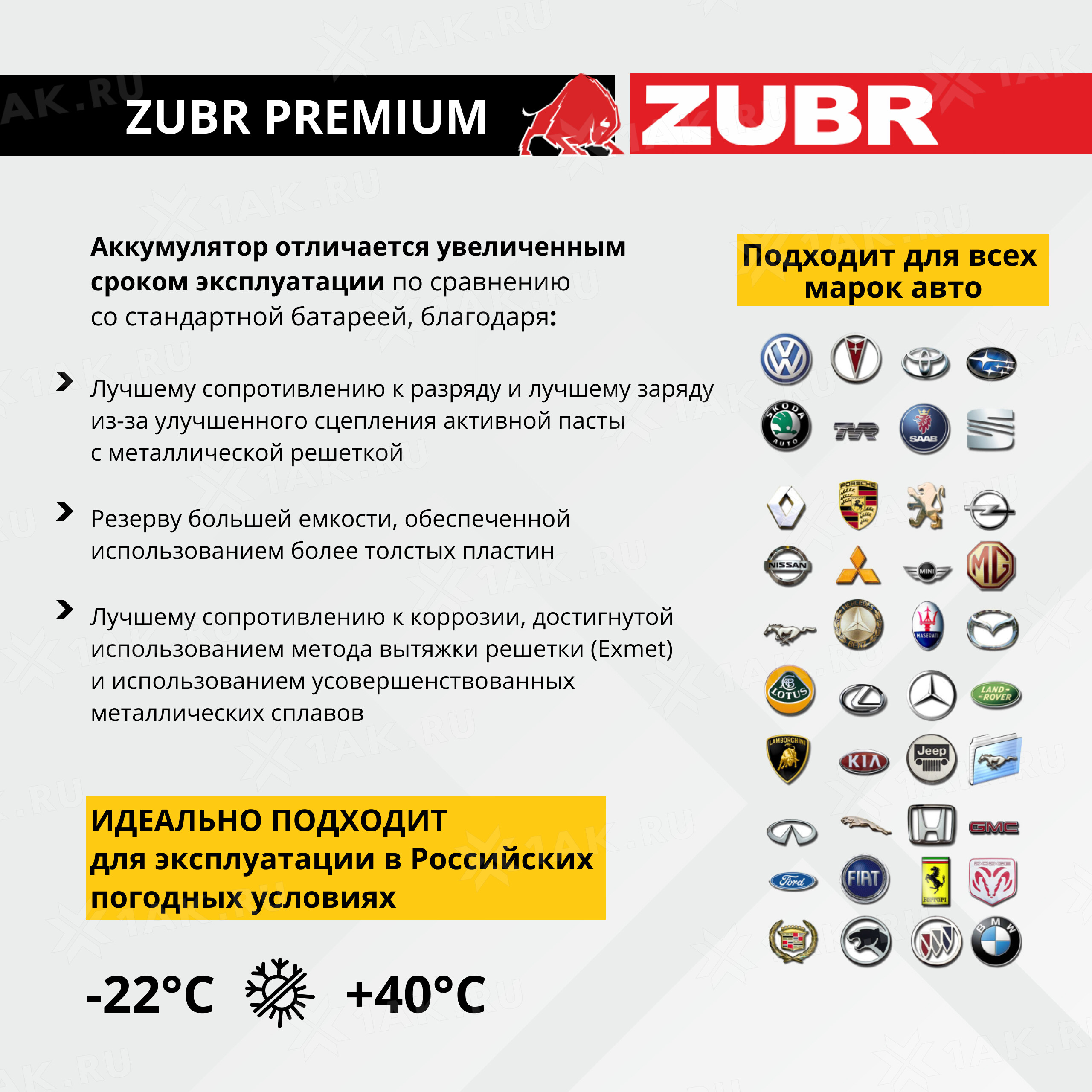 Купить аккумулятор ZUBR Premium (77 Ah) 730 A, 12 V Обратная, R+ арт.ZP770  с бесплатной доставкой – 1AK.RU