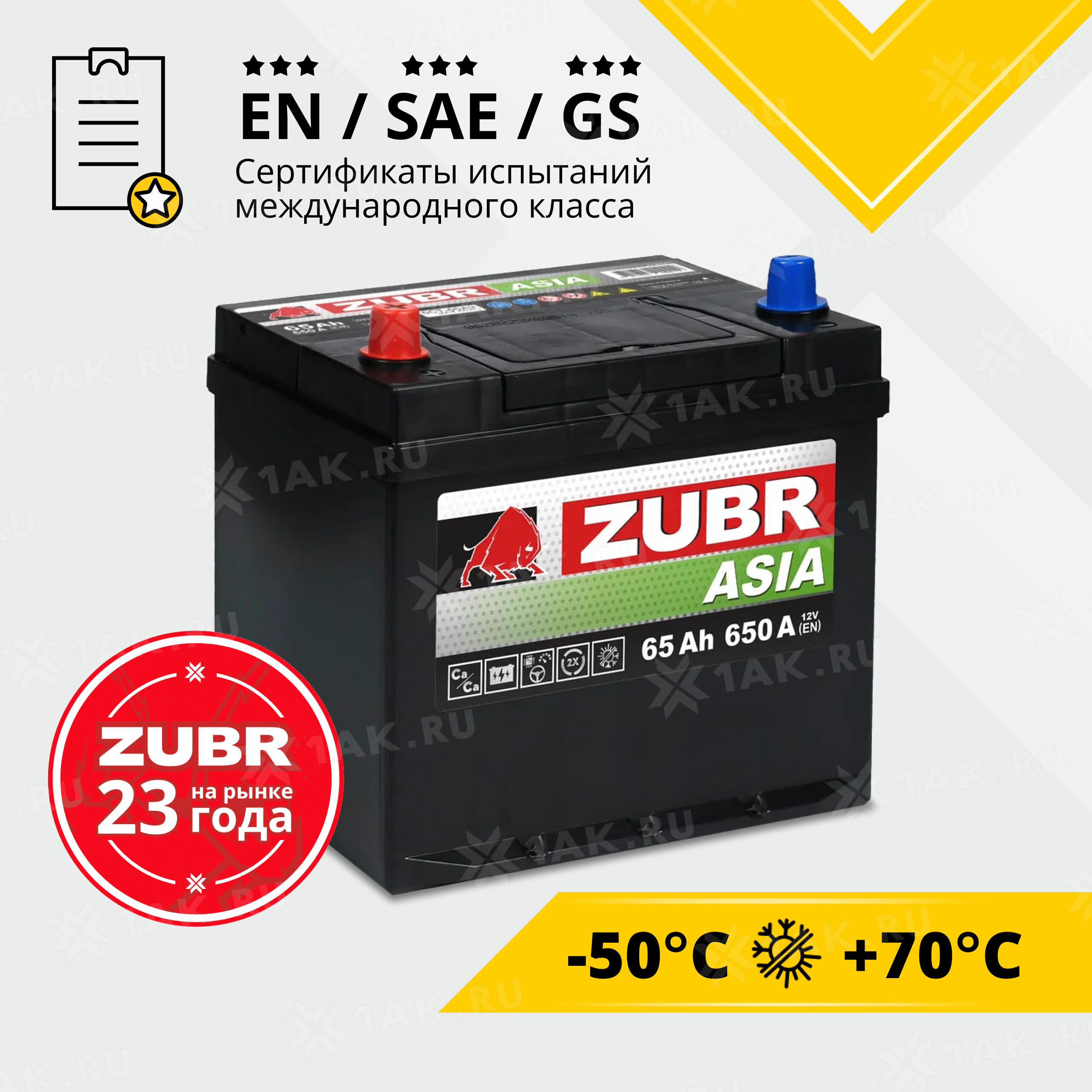 Купить аккумулятор ZUBR Premium Asia (65 Ah) 650 A, 12 V Прямая, L+  арт.ZPA651 с бесплатной доставкой – 1AK.RU