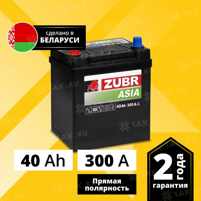 Аккумулятор ZUBR Premium Asia (40 Ah, 12 V) Прямая, L+ B19 арт.ZPA401 0
