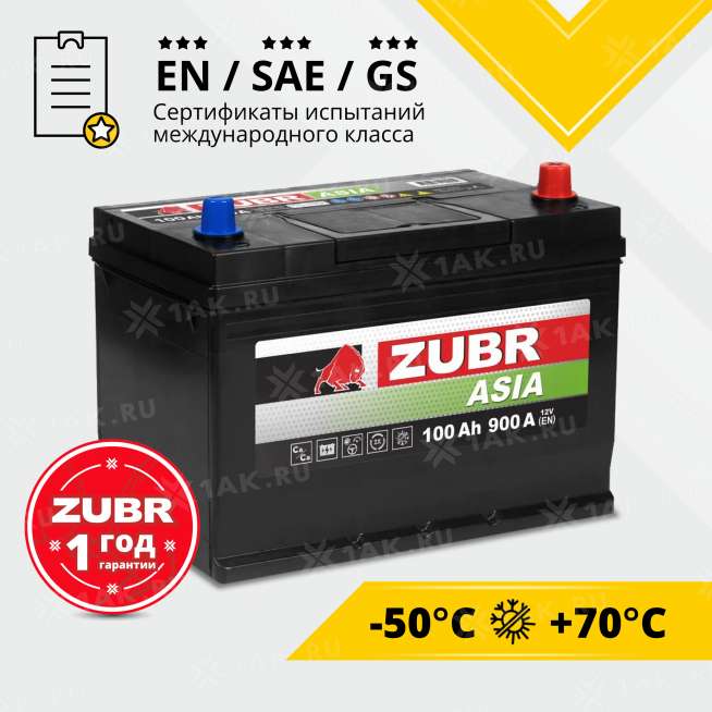 Аккумулятор ZUBR Premium Asia (100 Ah, 12 V) Обратная, R+ D31 арт.ZPA1000 2