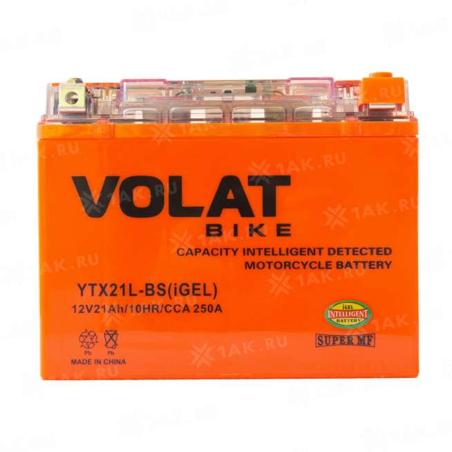 Аккумулятор VOLAT (21 Ah, 12 V) Обратная, R+ YTX21L-BS арт.YTX21L-BS(iGEL)Volat 4