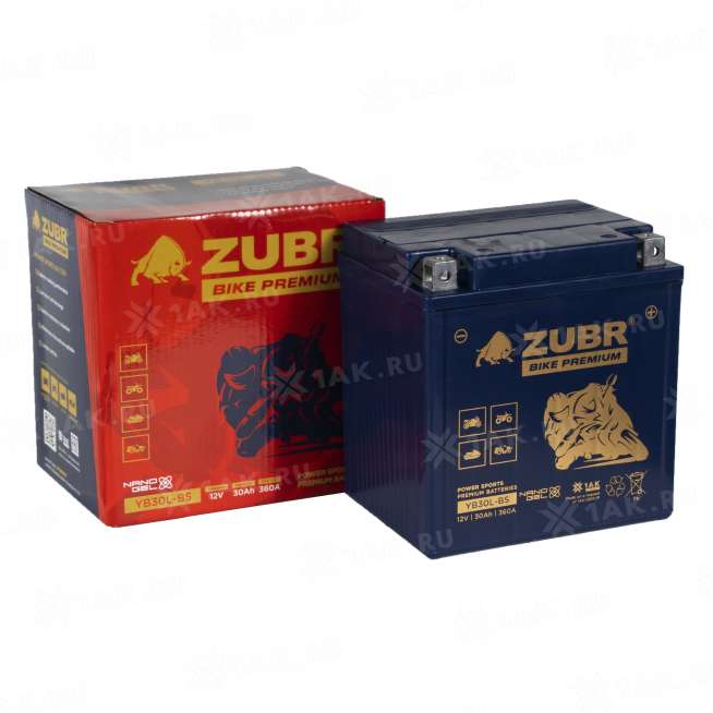 Аккумулятор ZUBR (30 Ah, 12 V) Обратная, R+ YB30L-BS арт.YB30L-BS (ZubrPrem) 2