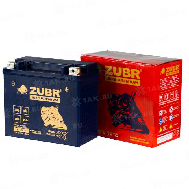 Аккумулятор ZUBR (20 Ah, 12 V) Обратная, R+ YT20L-4 арт.YT20L-4 (ZubrPrem) 2
