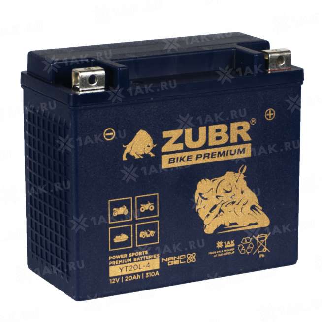 Аккумулятор ZUBR (20 Ah, 12 V) Обратная, R+ YT20L-4 арт.YT20L-4 (ZubrPrem) 0