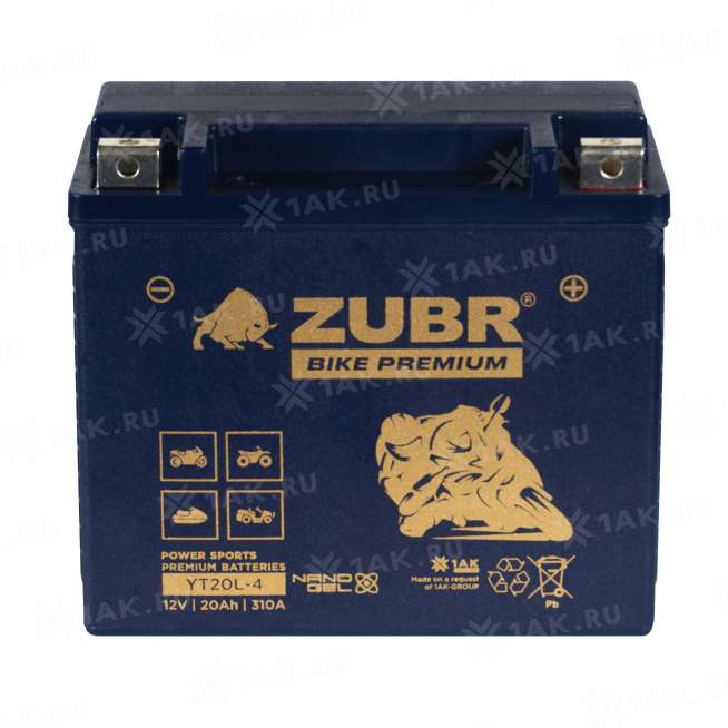 Аккумулятор ZUBR (20 Ah, 12 V) Обратная, R+ YT20L-4 арт.YT20L-4 (ZubrPrem) 3