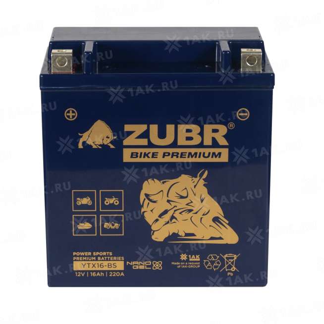 Аккумулятор ZUBR (16 Ah, 12 V) Прямая, L+ YTX16-BS арт.YTX16-BS (ZubrPrem) 3