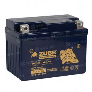 Аккумулятор ZUBR (4 Ah, 12 V) Обратная, R+ YTX4L-BS арт.YTX4L-BS (ZubrPrem)