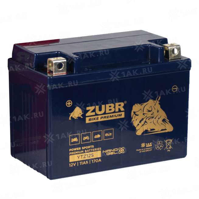 Аккумулятор ZUBR (11 Ah, 12 V) Прямая, L+ YTZ12S арт.YTZ12S (ZubrPrem) 0