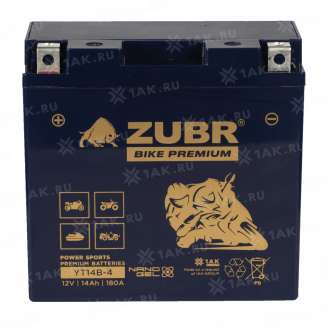 Аккумулятор ZUBR (14 Ah, 12 V) Прямая, L+ YT14B-4 арт.YT14B-4 (ZubrPrem) 2