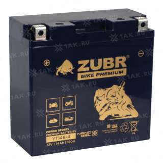Аккумулятор ZUBR (14 Ah, 12 V) Прямая, L+ YT14B-4 арт.YT14B-4 (ZubrPrem)