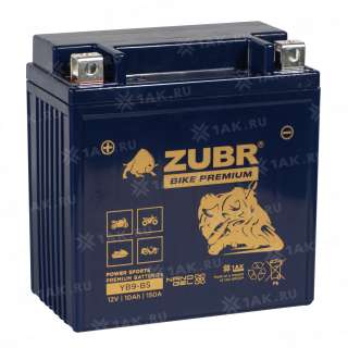 Аккумулятор ZUBR (10 Ah, 12 V) Прямая, L+ YB9-BS арт.YB9-BS (ZubrPrem)