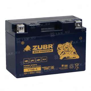 Аккумулятор ZUBR (8 Ah, 12 V) Прямая, L+ YT9B-4 арт.YT9B-4 (ZubrPrem)