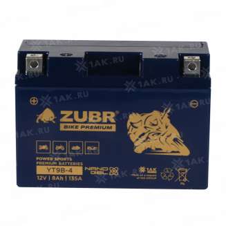 Аккумулятор ZUBR (8 Ah, 12 V) Прямая, L+ YT9B-4 арт.YT9B-4 (ZubrPrem) 2