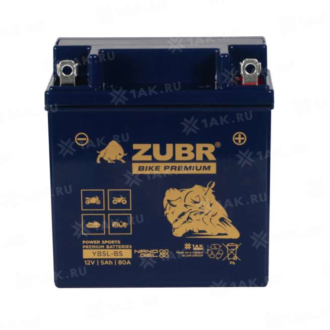 Аккумулятор ZUBR (5 Ah, 12 V) Обратная, R+ YB5L-BS арт.YB5L-BS (ZubrPrem) 2
