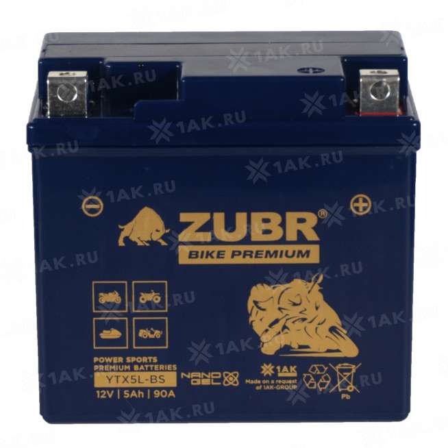 Аккумулятор ZUBR (5 Ah, 12 V) Обратная, R+ YTX5L-BS арт.YTX5L-BS (ZubrPrem) 2