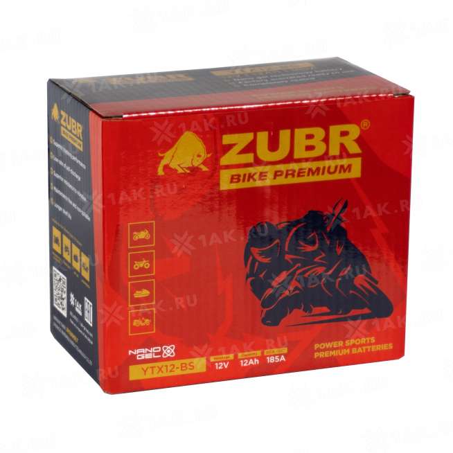 Аккумулятор ZUBR (12 Ah, 12 V) Прямая, L+ YTX12-BS арт.YTX12-BS (ZubrPrem) 4