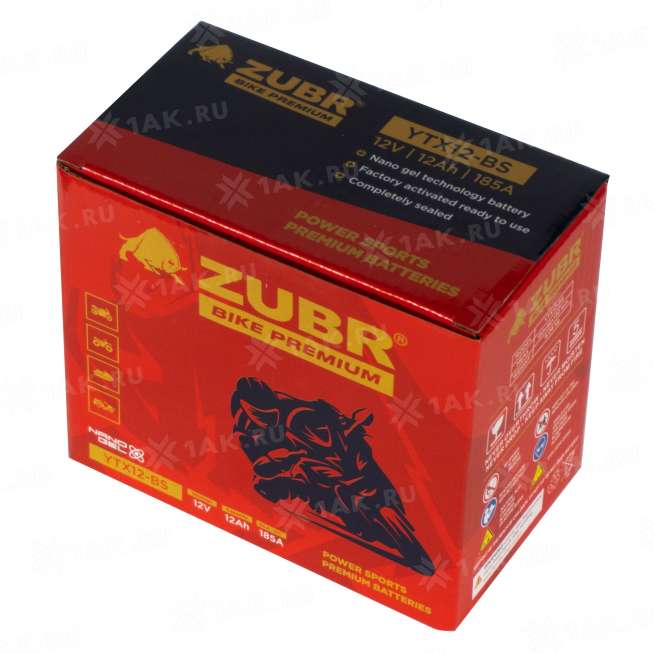 Аккумулятор ZUBR (12 Ah, 12 V) Прямая, L+ YTX12-BS арт.YTX12-BS (ZubrPrem) 6