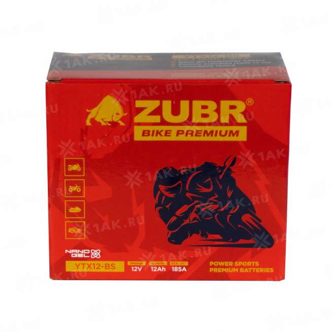 Аккумулятор ZUBR (12 Ah, 12 V) Прямая, L+ YTX12-BS арт.YTX12-BS (ZubrPrem) 5
