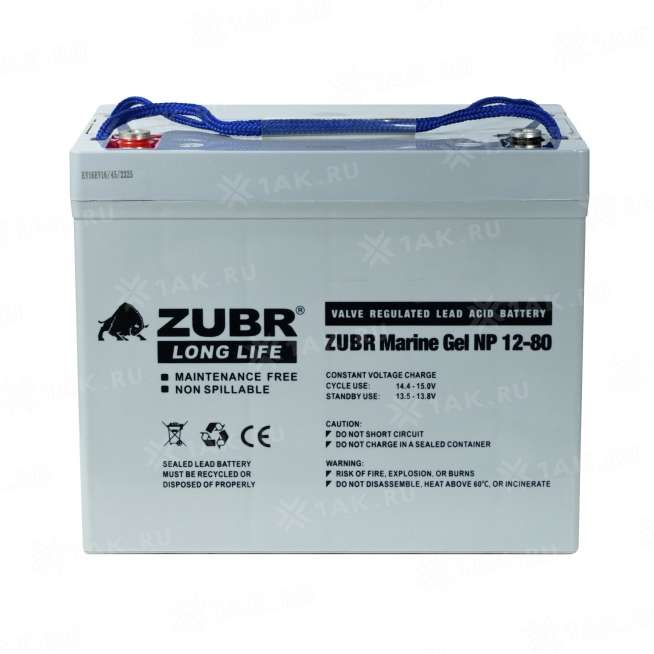 Аккумулятор ZUBR (80Ач,12 V) GEL 260х168х215 мм 26 кг 2