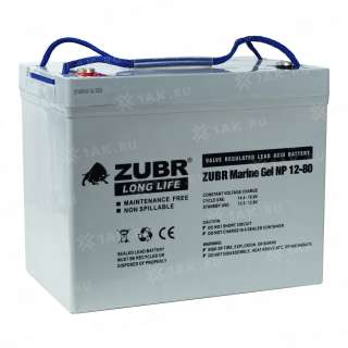 Аккумулятор ZUBR (80Ач,12 V) GEL 260х168х210 мм 26 кг