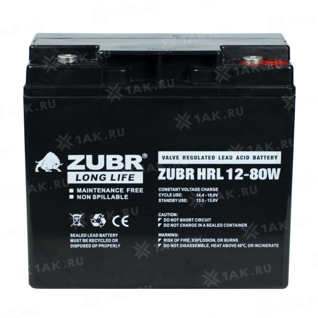 Аккумулятор ZUBR (18 Ач,12 V) AGM 181x77x167 мм 5.85 кг 6
