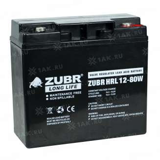 Аккумулятор ZUBR (18 Ач,12 V) AGM 181x77x167 мм 5.85 кг 7